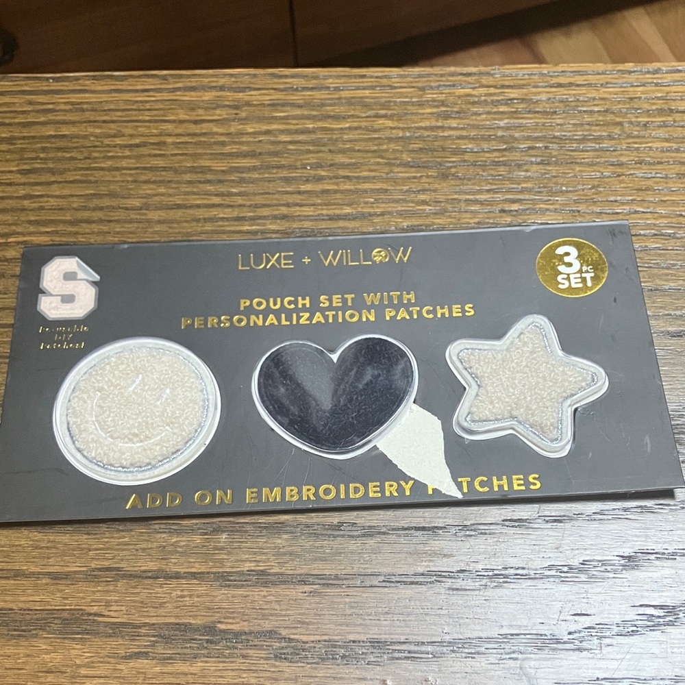 ‼️SOLD‼️ Luxe + Willow Embroidery Patch Pouch Set - Black and Cream
